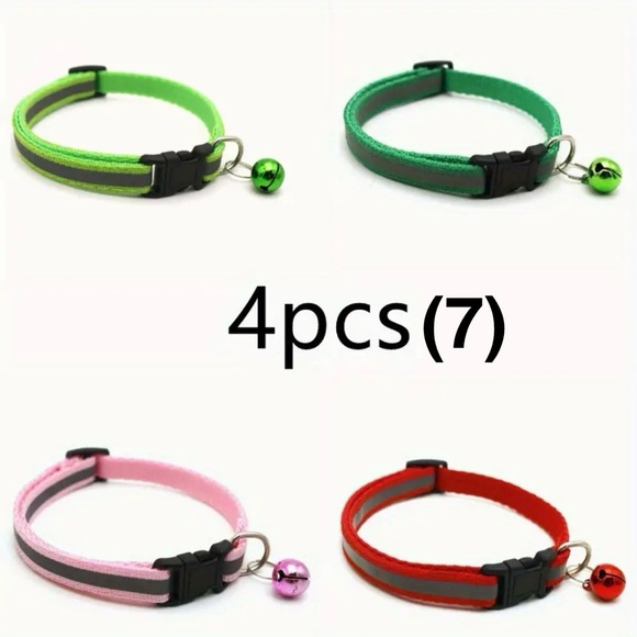 Brand New Reflective Pet Collar with Bell for Cats and Dogs (4 pcs) - Picture 10 of 16